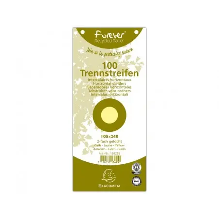 Separador exacompta cartulina de 180 gr juego de 100 separadores 105x240 mm con 2 taladros color amarillo