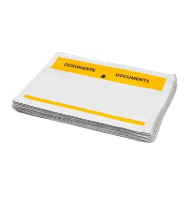 Sobre autoadhesivo q-connect portadocumentos multilingue 165x122 mm ventana transparente paquete de 100