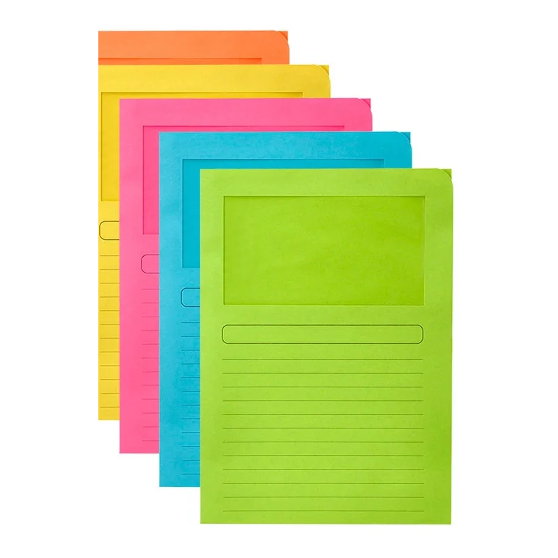 Subcarpeta cartulina q-connect din a4 colores surtidos con ventana transparente 120g/m2 paquete de 25 unidades