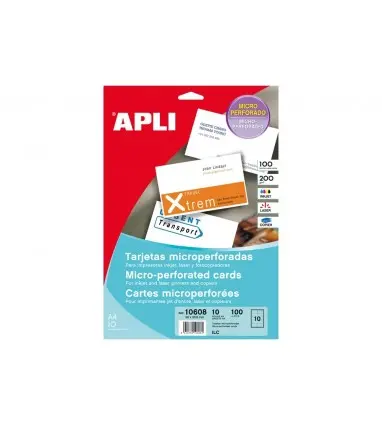 Tarjeta de visita apli microperforada 200 gr acabado mate 90x50,8 mm impresora ink-jet y laser