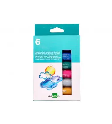 Tempera solida en barra liderpapel escolar 10 gr caja de 6 colores surtidos