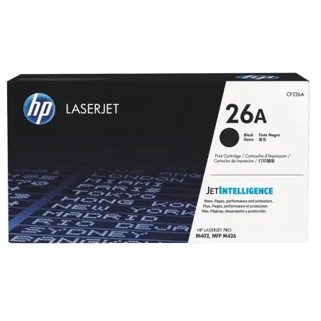 Toner hp 26a laserjet pro m402d/m402dn/m402dw/m402n/mfp m426dw/mfp m426fdn/mfp m426fdw negro 3100 paginas
