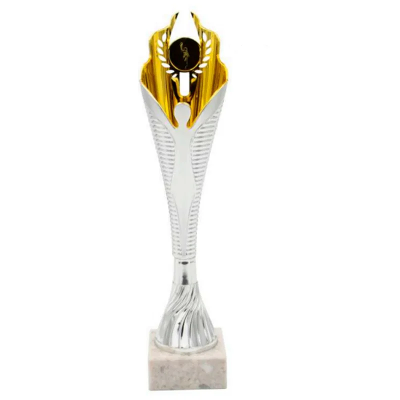 Trofeo Económico 4160 Color Plateado y Dorado para poner disco de medallas