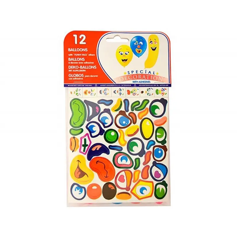 Globo 100% latex biodegradable pegatinas bolsa de 12 unidades