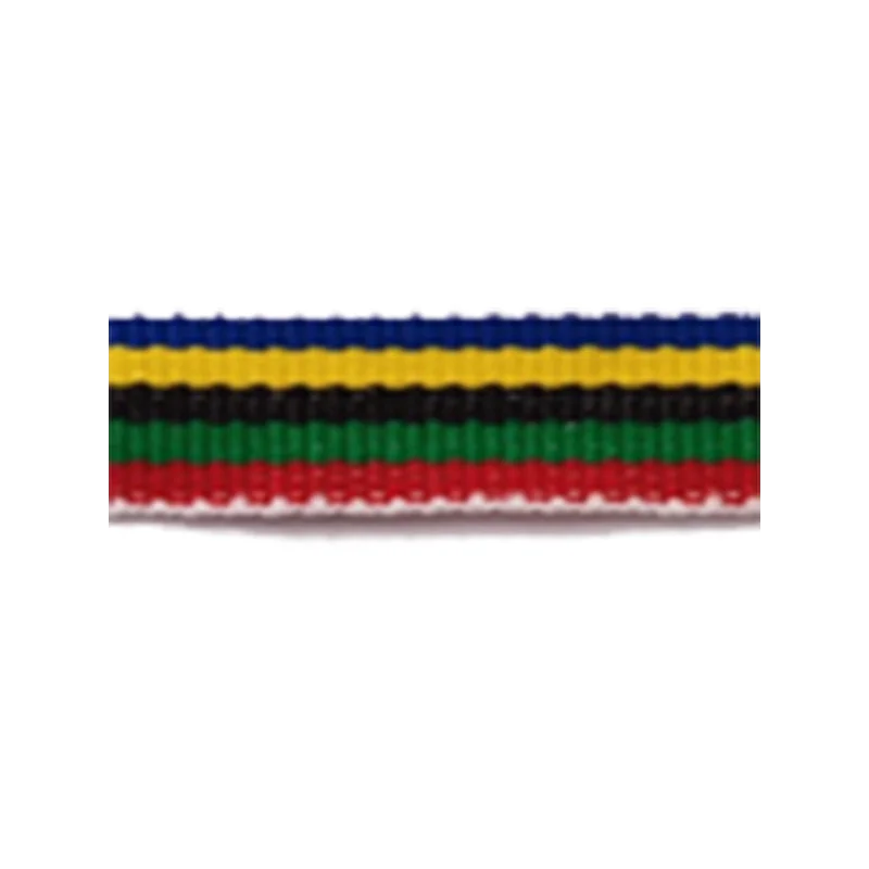 Cinta para Medalla Olimpica (Azul, Amarillo, Negro, Verde y Rojo) de 2,2cm de ancho y 80 cm de largo con enganche Metálico