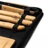 Set para barbacoa WEBEK con Cuchillo, trinchador, pinzas, espátula y una tabla