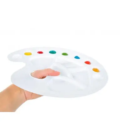 Paleta plastico lidercolor ovalada 10 huecos diestros tamaño 17x22,5cm