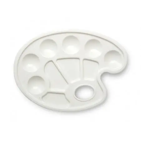 Paleta plastico lidercolor ovalada 10 huecos diestros tamaño 17x22,5cm