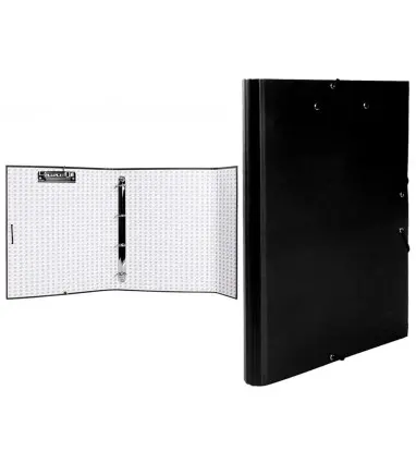 Carpeta de 4 anillas 25mm redondas liderpapel folio carton forrado paper coat negra con miniclip y solapas