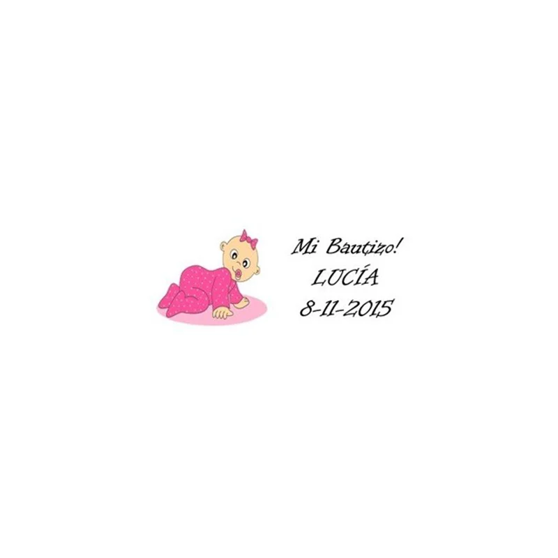 LOTE 33 ETIQUETAS PARA DETALLE BAUTIZO NIÑA ADHESIVA y personalizada
