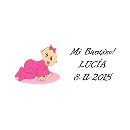 LOTE 33 ETIQUETAS PARA DETALLE BAUTIZO NIÑA ADHESIVA y personalizada
