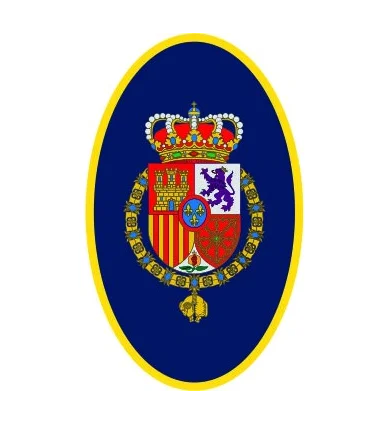Pegatina Casa Real Felipe VI Ovalado Sin Orla Fondo Azul