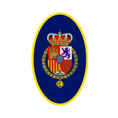 Pegatina Casa Real Felipe VI Ovalado Sin Orla Fondo Azul