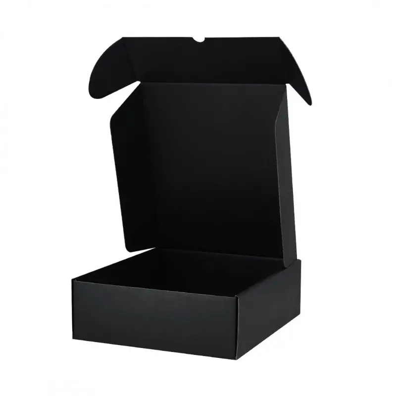 Lote de 50 Cajas de Presentación Halfred de Cartón Corrugado de color negro de 26.5 x 9 x 30 cm