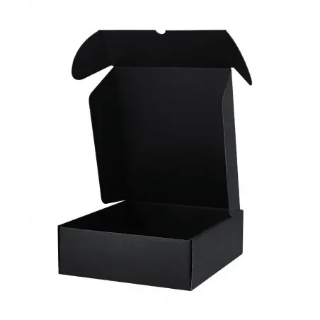 Lote de 50 Cajas de Presentación Halfred de Cartón Corrugado de color negro de 26.5 x 9 x 30 cm