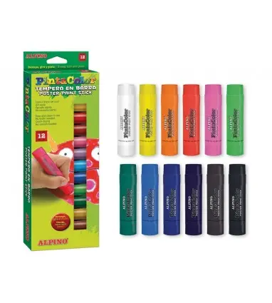 Tempera en barra alpino pintacolor caja de 12 colores surtidos