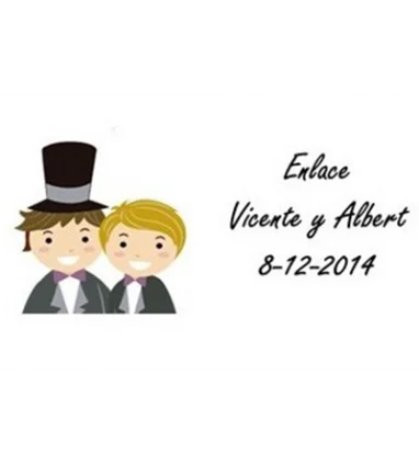 LOTE 65 PEGATINAS PARA DETALLE BODA CHICOS PRECORTADAS