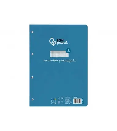 Recambio liderpapel a4 pautaguia 100 hojas 75 g cuadriculado pautado 3 mm con margen 4 taladros