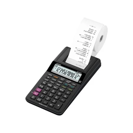 Calculadora casio impresora pantalla lc papel 58mm hr-8rce12 digitos ac/dc pilas color negro