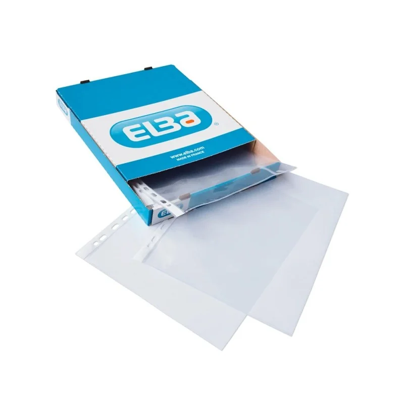 Funda multitaladro elba standard din a4 70 micras cristal caja de 100 unidades