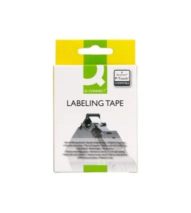 Cinta q-connect tze-231 blanco-negro 12mm longitud 8 mt