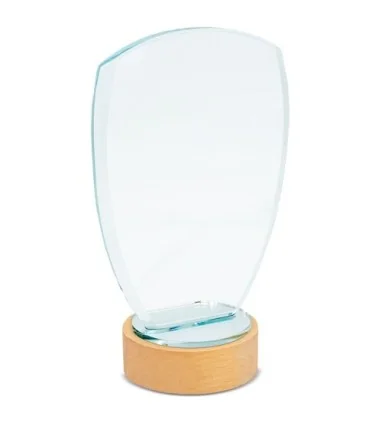 TROFEO METOPE de cristal y madera