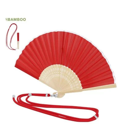 Abanico Yanex de Bambú y Poliéster con cordón
