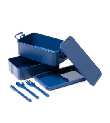 Fiambrera de PP de 2,3 litros KADY con 2 compartimentos y cubiertos