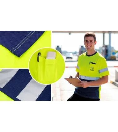 CAMISETA CON BOLSILLO Y BANDAS REFLECTANTES KRZ Amarillo