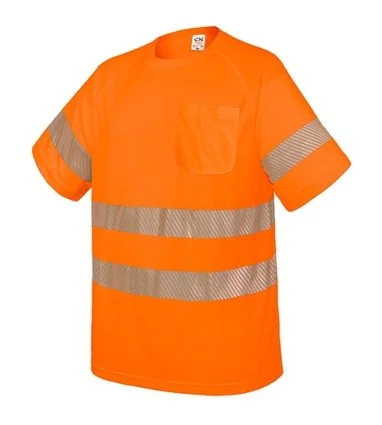 CAMISETA CON BOLSILLO Y BANDAS REFLECTANTES ELÁST NARANJA