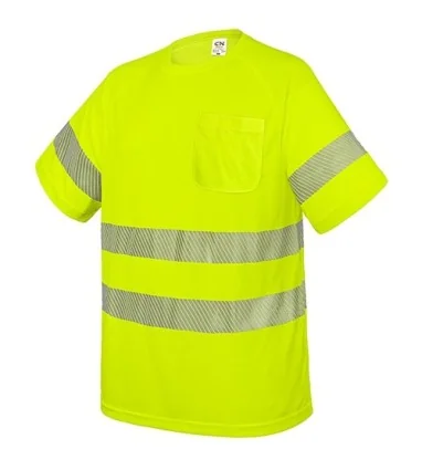 CAMISETA CON BOLSILLO Y BANDAS REFLECTANTES ELÁST AMARILLO