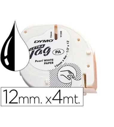 CINTA DYMO PAPEL 12MMX4MT -NEGRO/BLANCO PARA LETRATAG