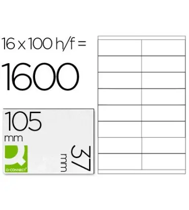 ETIQUETA ADHESIVA Q-CONNECT KF10654 TAMA?O 105X37 MM FOTOCOPIADORA LASER INK-JET CAJA CON 100 HOJAS DIN A4