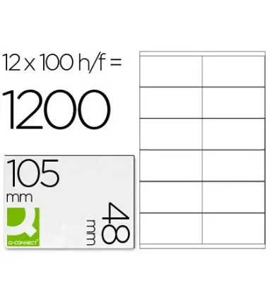 ETIQUETA ADHESIVA Q-CONNECT KF10657 TAMA?O 105X48 MM FOTOCOPIADORA LASER INK-JET CAJA CON 100 HOJAS DIN A4