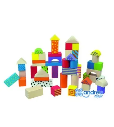 JUEGO AMBITOYS CONSTRUCCION BLOQUES MADERA 50 PIEZAS 18X18 CM