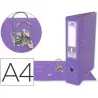 ARCHIVADOR DE PALANCA LIDERPAPEL A4 DOCUMENTA FORRADO PVC CON RADO LOMO 75 MM LILA COMPRESOR METALICO