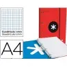 CARPETA CON RECAMBIO Y SOLAPA LIDERPAPEL ANTARTIK A4 CUADRO 5 MM FORRADA 4 ANILLAS REDONDAS 40MM COLOR ROJO