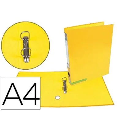 CARPETA DE 2 ANILLAS 25 MM MIXTAS LIDERPAPEL A4 FORRADO COLOR SYSTEM CON OLLADO Y TARJETERO AMARILLO