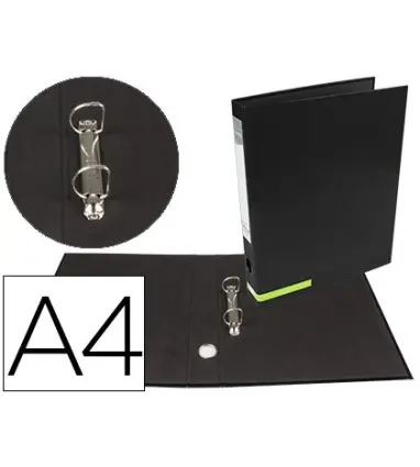 CARPETA DE 2 ANILLAS 25 MM MIXTAS LIDERPAPEL A4 FORRADO COLOR SYSTEM CON OLLADO Y TARJETERO NEGRO
