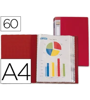 CARPETA LIDERPAPEL ESCAPARATE 31740 60 FUNDAS POLIPROPILENO DIN A4 ROJA LOMO PERSONALIZABLE