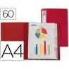 CARPETA LIDERPAPEL ESCAPARATE 31740 60 FUNDAS POLIPROPILENO DIN A4 ROJA LOMO PERSONALIZABLE