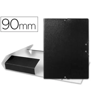 CARPETA PROYECTOS LIDERPAPEL FOLIO LOMO 90MM CARTON GOFRADO NEGRA