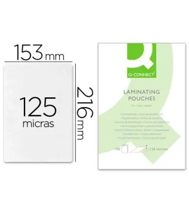 BOLSA DE PLASTIFICAR Q-CONNECT 153 X 216 MM 125 MC DIN A5 A CAJA DE 100 UNIDADES