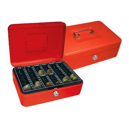 CAJA CAUDALES Q-CONNECT 10" 250X180X90 MM ROJA CON PORTAMONEDAS