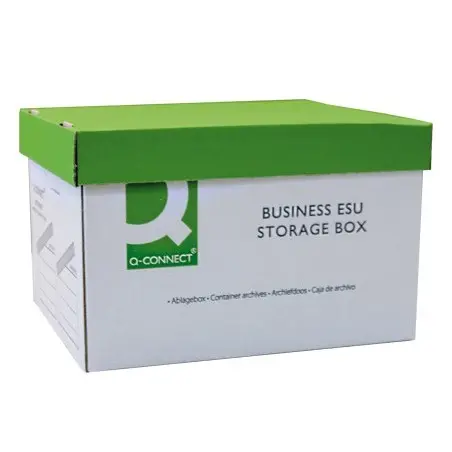 CAJON Q-CONNECT CARTON PARA 3 CAJAS ARCHIVO DEFINITIVO A4 LOMO 100 MM MONTAJE AUTOMATICOMEDIDAS INTERIOR 327X387X250MM