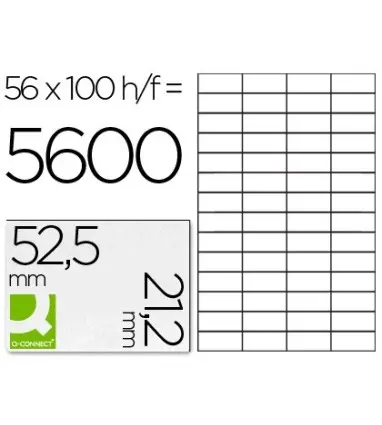 ETIQUETA ADHESIVA Q-CONNECT KF10638 TAMA?O 52,5X21,2 MM FOTOCOPIADORA LASER INK-JET CAJA CON 100 HOJAS DIN A4