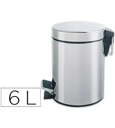 PAPELERA METALICA Q-CONNECT CON PEDAL CROMADA 32X21 CM CAPACIDAD 6 LITROS
