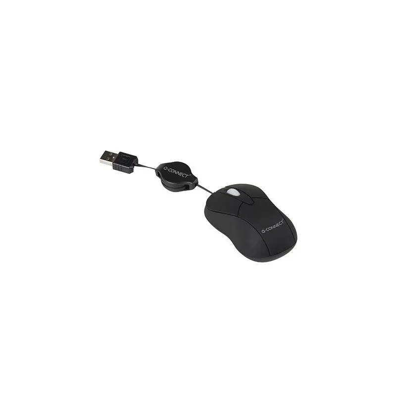 RATON Q-CONNECT MINI OPTICO 800 DPI RETRACTIL USB 1,5 GHZ NEGRO