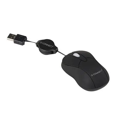 RATON Q-CONNECT MINI OPTICO 800 DPI RETRACTIL USB 1,5 GHZ NEGRO