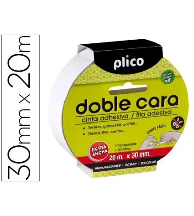 CINTA ADHESIVA PLICO DOBLE CARA 30MM X 20M